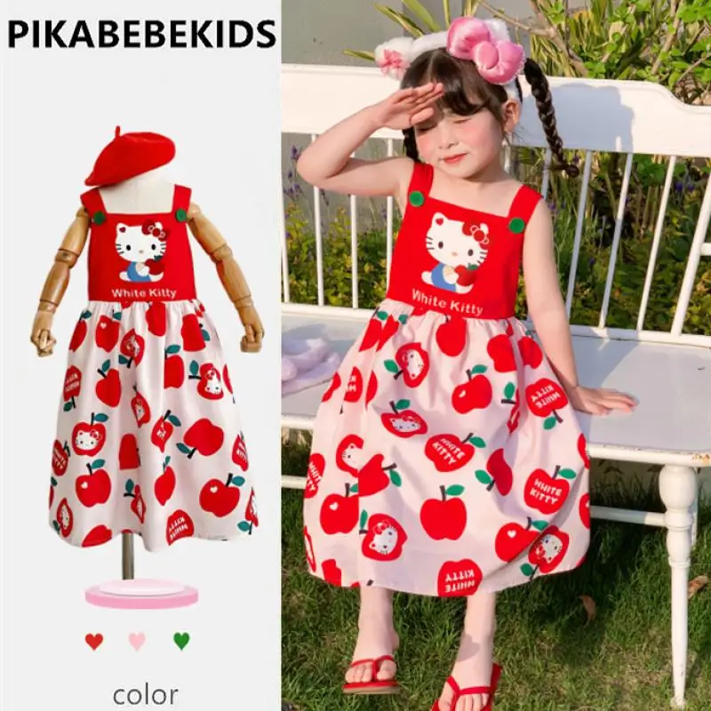 Кавайное длинное платье с рисунком Hello Kitty с красными яблоками для девочек на бретелях летнее аниме Sanrio милое детское платье с сердечками для девочки
Кавайное длинное платье с рисунком Hello Kitty с красными яблоками для девочек на бретелях летнее аниме Sanrio милое детское платье с сердечками для девочки