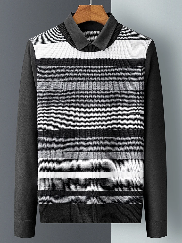 Fake Two Knitted Sweater Men's knitwear Sweater Sweater Pullover Shirt Collar Thickened Warm Slim New Men's Sweaters B195
Fake Two Knitted Sweater Men's knitwear Sweater Sweater Pullover Shirt Collar Thickened Warm Slim New Men's Sweaters B195