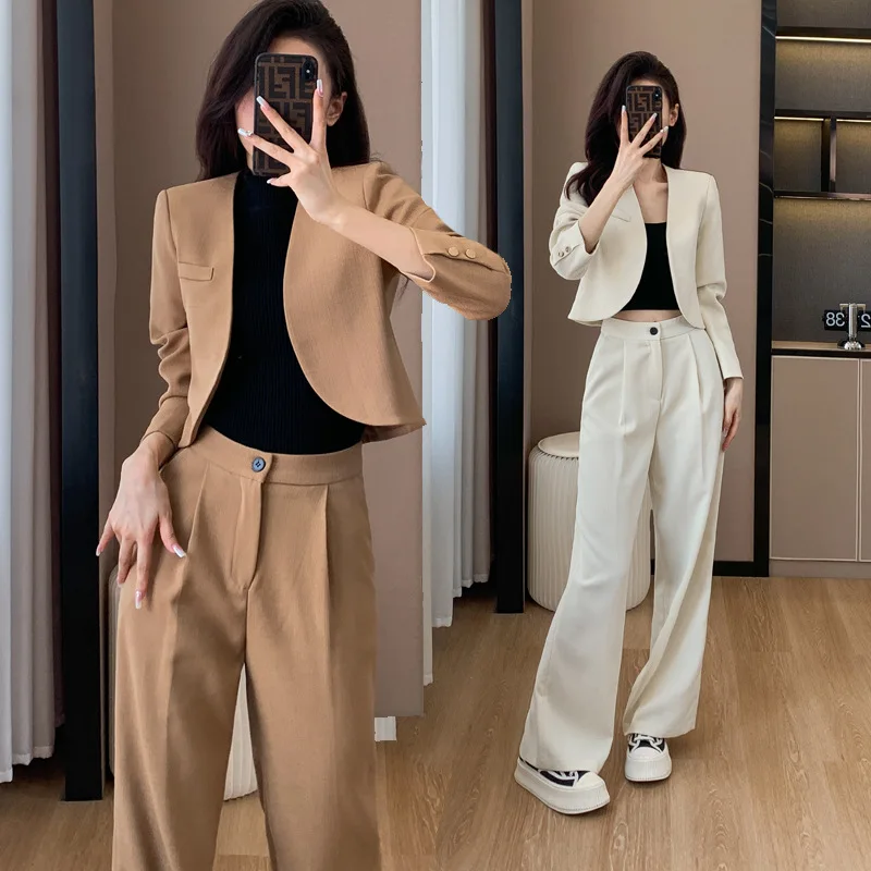 

Autumn 2023 New Style Capable Elegant Women's Clothing Young Adult Lady like Woman Style Coffee Color Business Suit Two-Piece Su