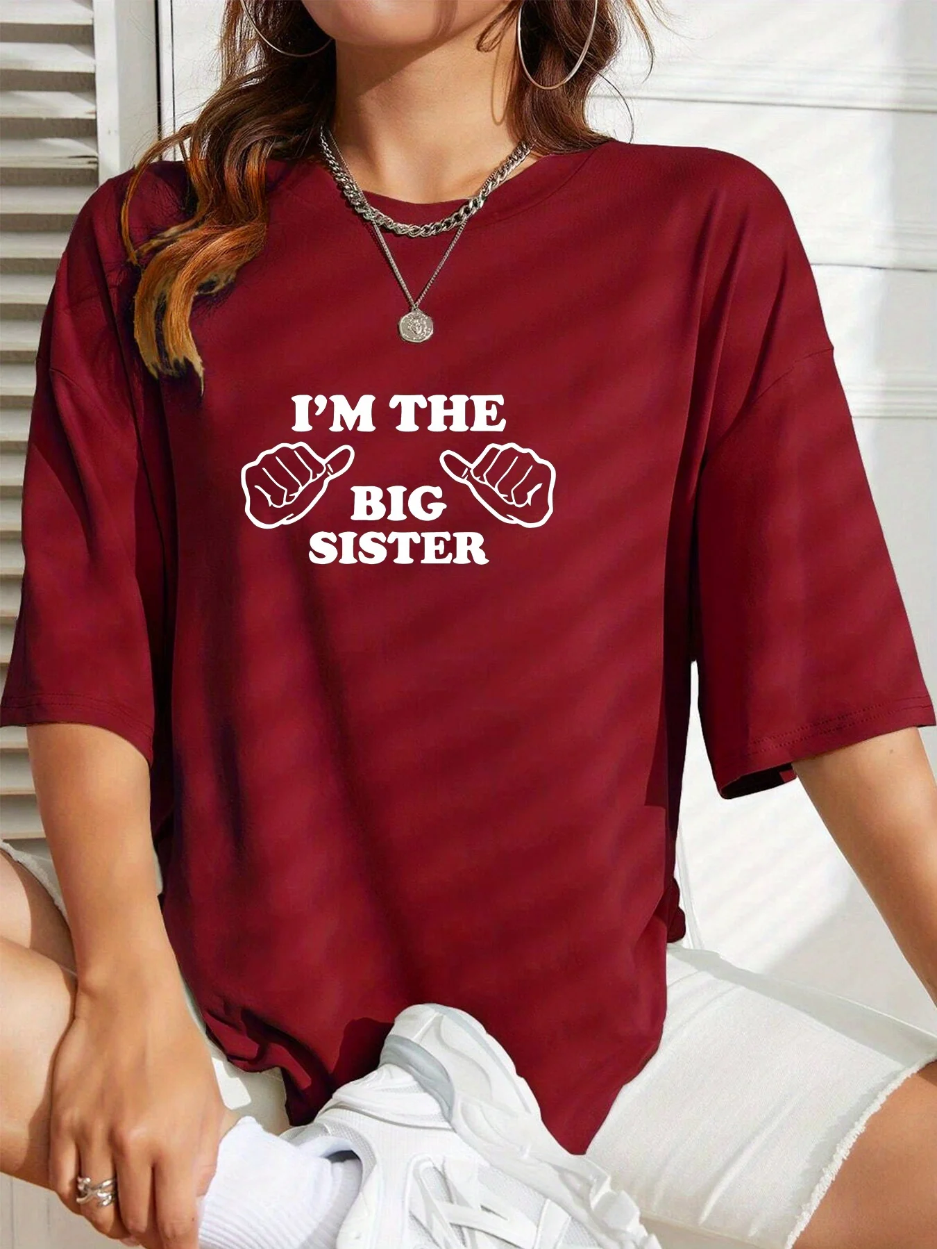Gesture & Letter Print Versatile T-Shirt, Loose Fit Round Neck Short Sleeves Sports Tee, Women's Activewear
Gesture & Letter Print Versatile T-Shirt, Loose Fit Round Neck Short Sleeves Sports Tee, Women's Activewear
