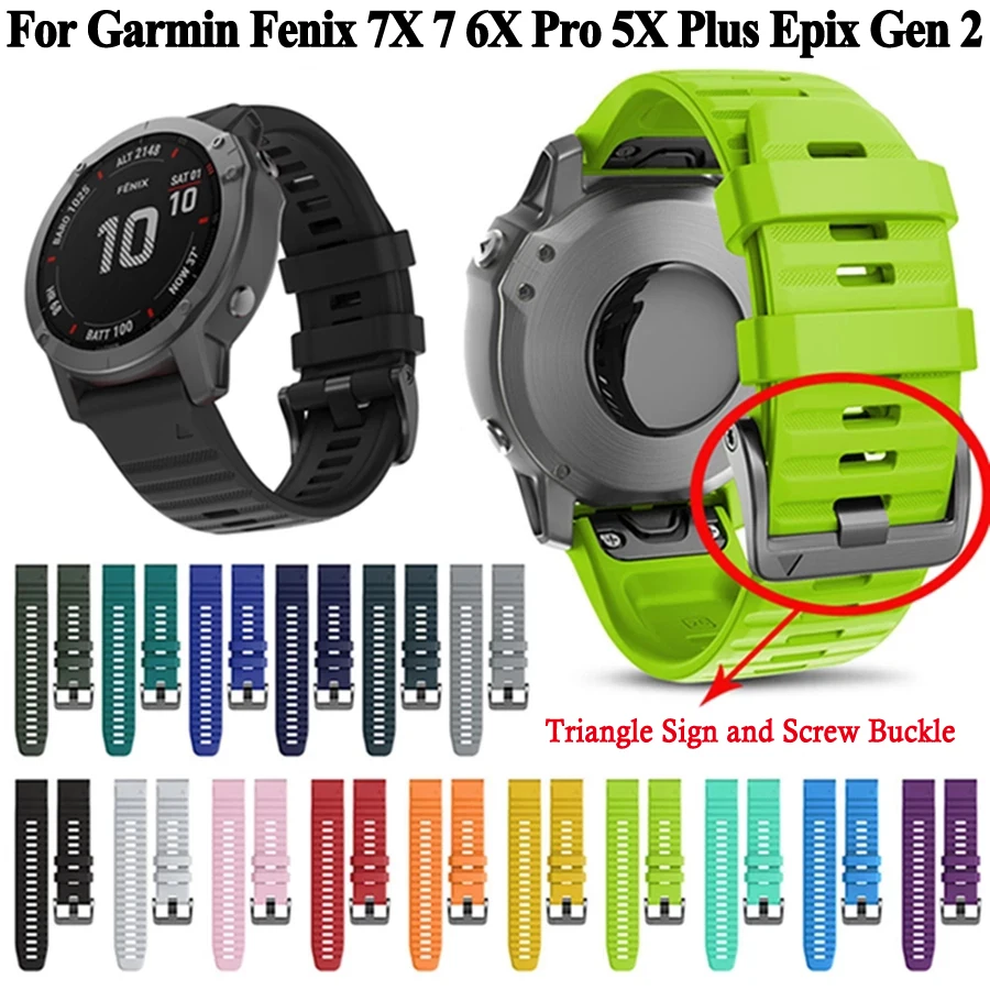 26mm 22mm Quick Fit Watchband For Garmin Fenix 7X 6X 6X Pro 5X 3 3HR Silicone Easyfit Wrist Band for Garmin Fenix 7 6 Pro 5 Plus
26mm 22mm Quick Fit Watchband For Garmin Fenix 7X 6X 6X Pro 5X 3 3HR Silicone Easyfit Wrist Band for Garmin Fenix 7 6 Pro 5 Plus