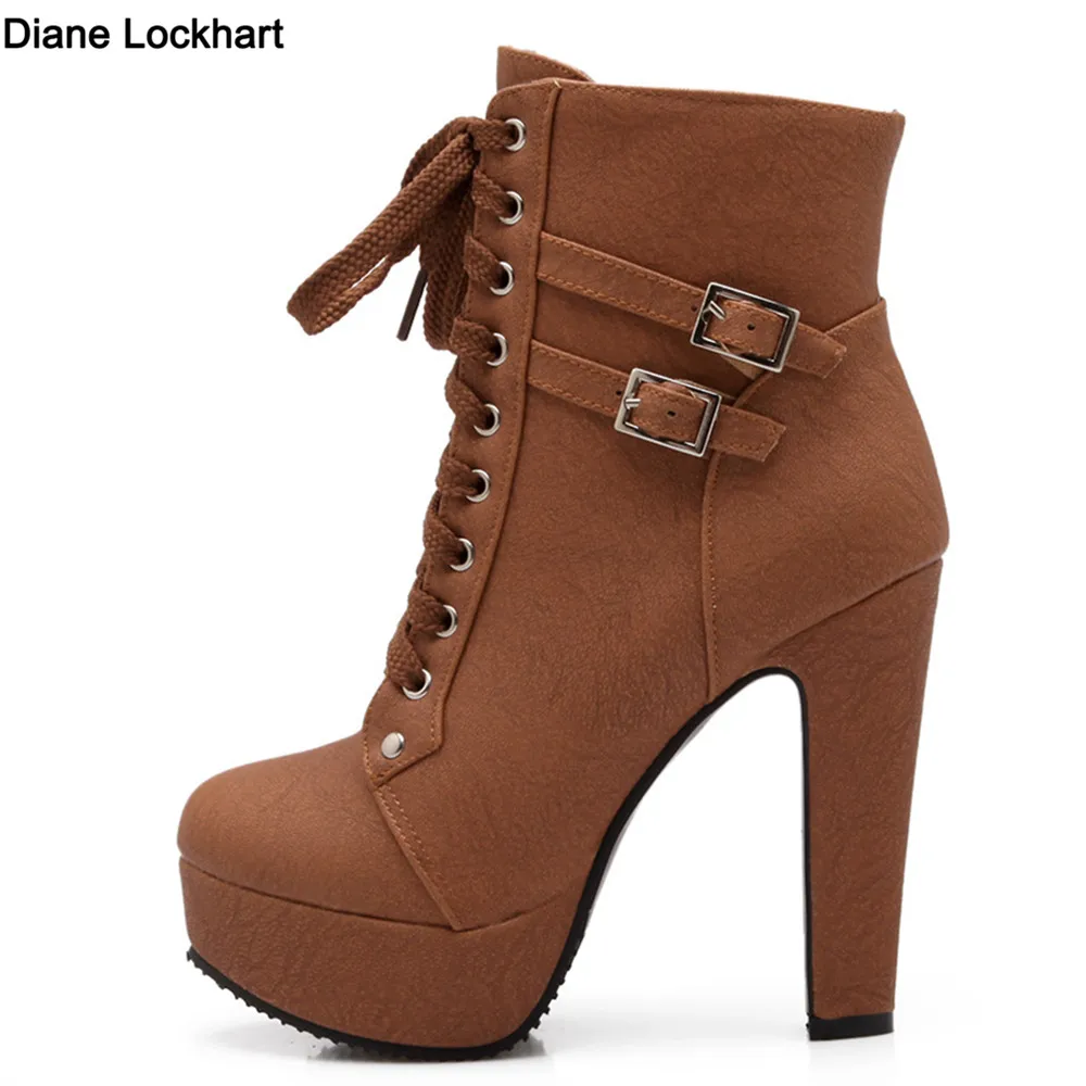 Fashion Womens Ankle Boots Platform High Heels Motorcycle Boot Sexy Buckle Lace-up Brown Ladies Party Shoes Large Size 31-43
Fashion Womens Ankle Boots Platform High Heels Motorcycle Boot Sexy Buckle Lace-up Brown Ladies Party Shoes Large Size 31-43