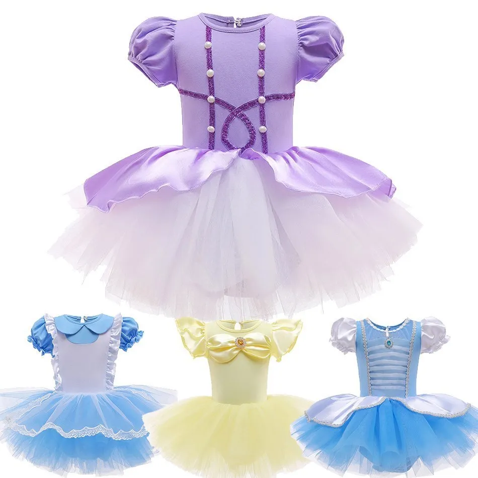 

Little Girls Rapunzel Costume Kids Cinderella Birthday Tutu Ballet Children Belle Performance Bow Vestidos Carnival Fancy Dress