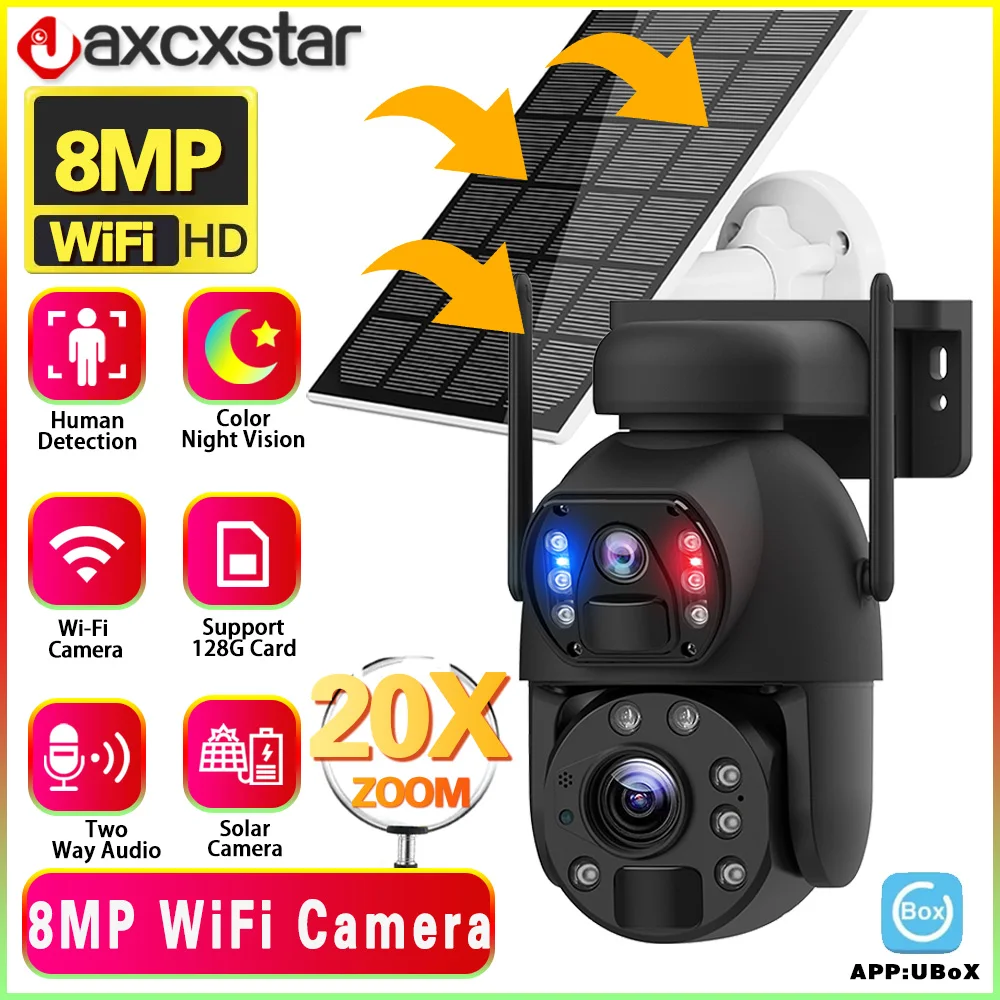 8MP Dual Lens Solar WIFI Surveillance Camera 20X Zoom Night Vision Outdoor Smart Wireless Video Security low power consumption
8MP Dual Lens Solar WIFI Surveillance Camera 20X Zoom Night Vision Outdoor Smart Wireless Video Security low power consumption