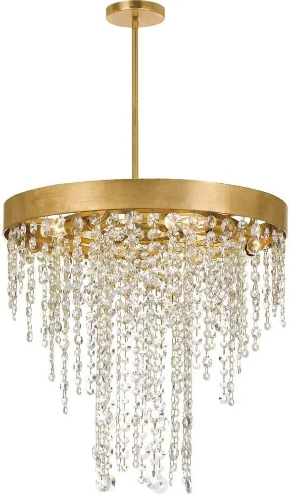 

Bailey Street Home Contemporary 5 Light Waterfall Crystal Tiered Chandelier with Hand Cut Crystal in Antique Gold