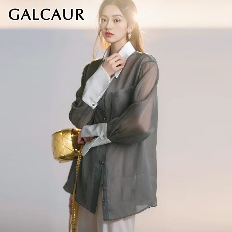 GALCAUR Hit Color Two Piece Sets For Women Lapel Long Sleeve Single Breasted Shirt Square Collar Sleeveless Vest Set Female New
GALCAUR Hit Color Two Piece Sets For Women Lapel Long Sleeve Single Breasted Shirt Square Collar Sleeveless Vest Set Female New