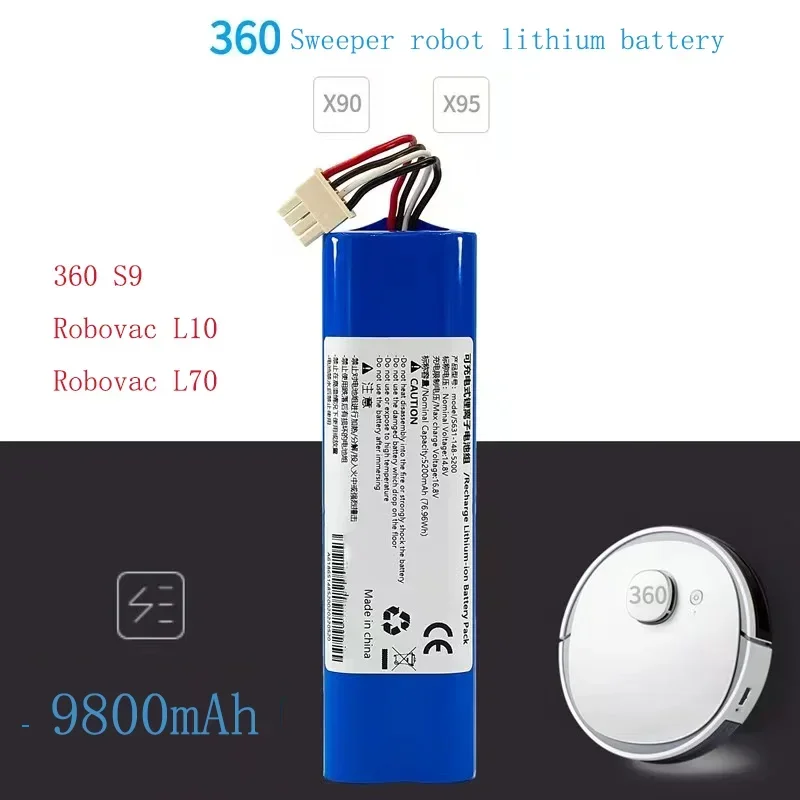 Batería de iones de litio de 5200mAh para Robot aspirador 360 S9, accesorios de repuesto, batería de carga 9800mah6800mah
Batería de iones de litio de 5200mAh para Robot aspirador 360 S9, accesorios de repuesto, batería de carga 9800mah6800mah