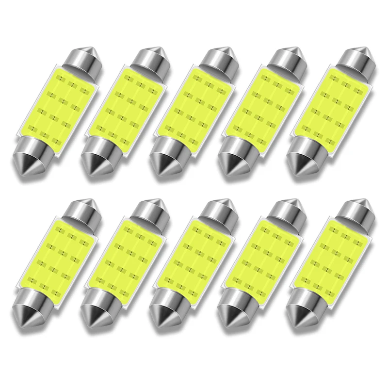 

10 PCS C5W LED Bulbs Festoon 31mm 36mm 39mm 41mm COB 12V 7000K White Car Interior Dome Map Reading Trunk License Plate Lights