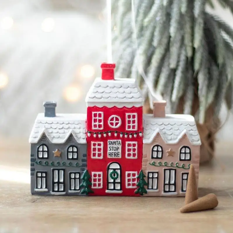 Christmas House Incense Burner Resin SnowRoof Village House Multifunctional Realistic Incense Holder For Desktop Ornament Supply
Christmas House Incense Burner Resin SnowRoof Village House Multifunctional Realistic Incense Holder For Desktop Ornament Supply