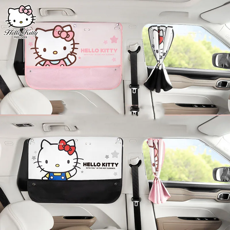 

Kawaii Sanrio Authentic Car Sunshade Hello Kittys Cartoon Suction Cup Car Heat Insulation Baby Sunscreen Car Curtain Shade Shade