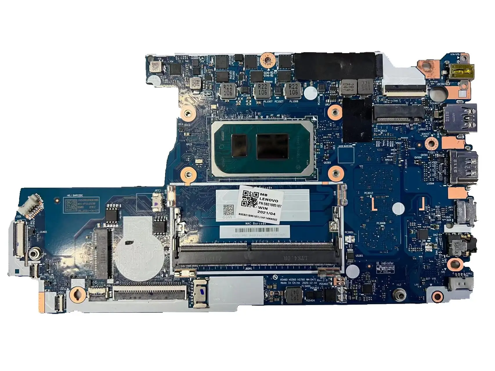 

Ideapad 3-14ITL6 3-15ITL6 Laptop Motherboard for Lenovo ThinkPad NM-D471 FRU:5B21B85187 CPU;I5 1135U