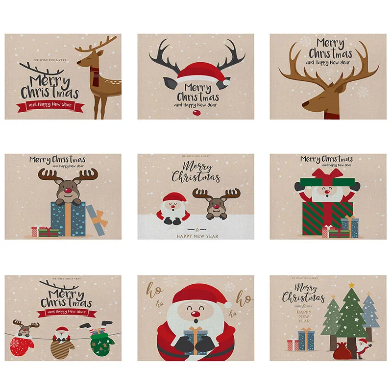 Christmas Decorative Kitchen Placemat Cartoon Deer Santa Pattern Table Mat 42*32 Linen Western Placemat Waterproof Drink Coaster
Christmas Decorative Kitchen Placemat Cartoon Deer Santa Pattern Table Mat 42*32 Linen Western Placemat Waterproof Drink Coaster
