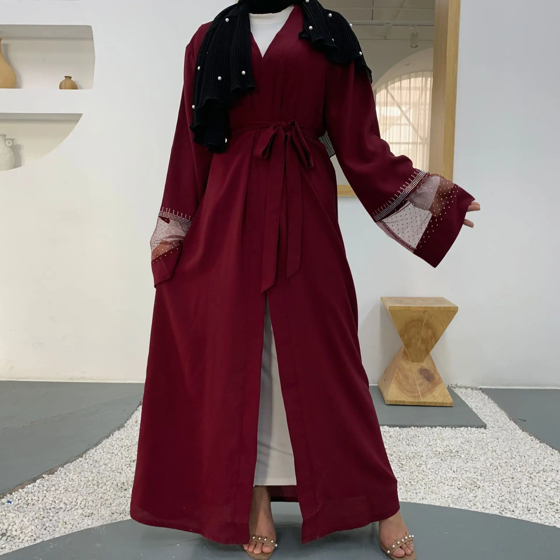 Supply Fashion Women's Mesh Stitching Rhinestones Muslim Cardigan Robe islamic clothing for women muslim dresses
Supply Fashion Women's Mesh Stitching Rhinestones Muslim Cardigan Robe islamic clothing for women muslim dresses