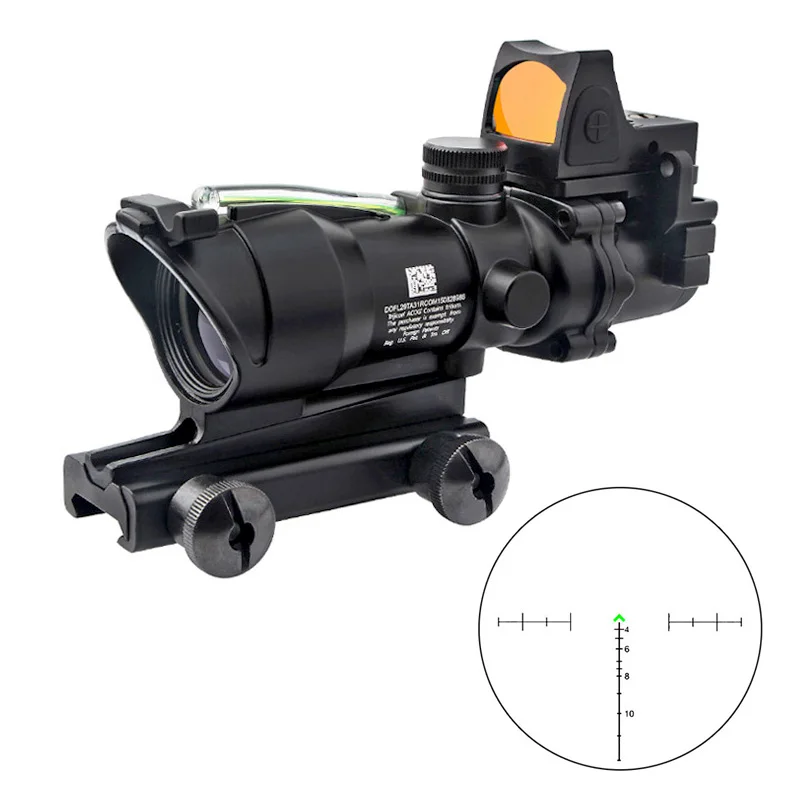 Tactical Fiber Source Scope, Green Illuminated, RMR Mini Red Dot, Real Fiber Sight, 4x Magnifier, Hunting, ACOG, 4x32 Optics 
Tactical Fiber Source Scope, Green Illuminated, RMR Mini Red Dot, Real Fiber Sight, 4x Magnifier, Hunting, ACOG, 4x32 Optics
