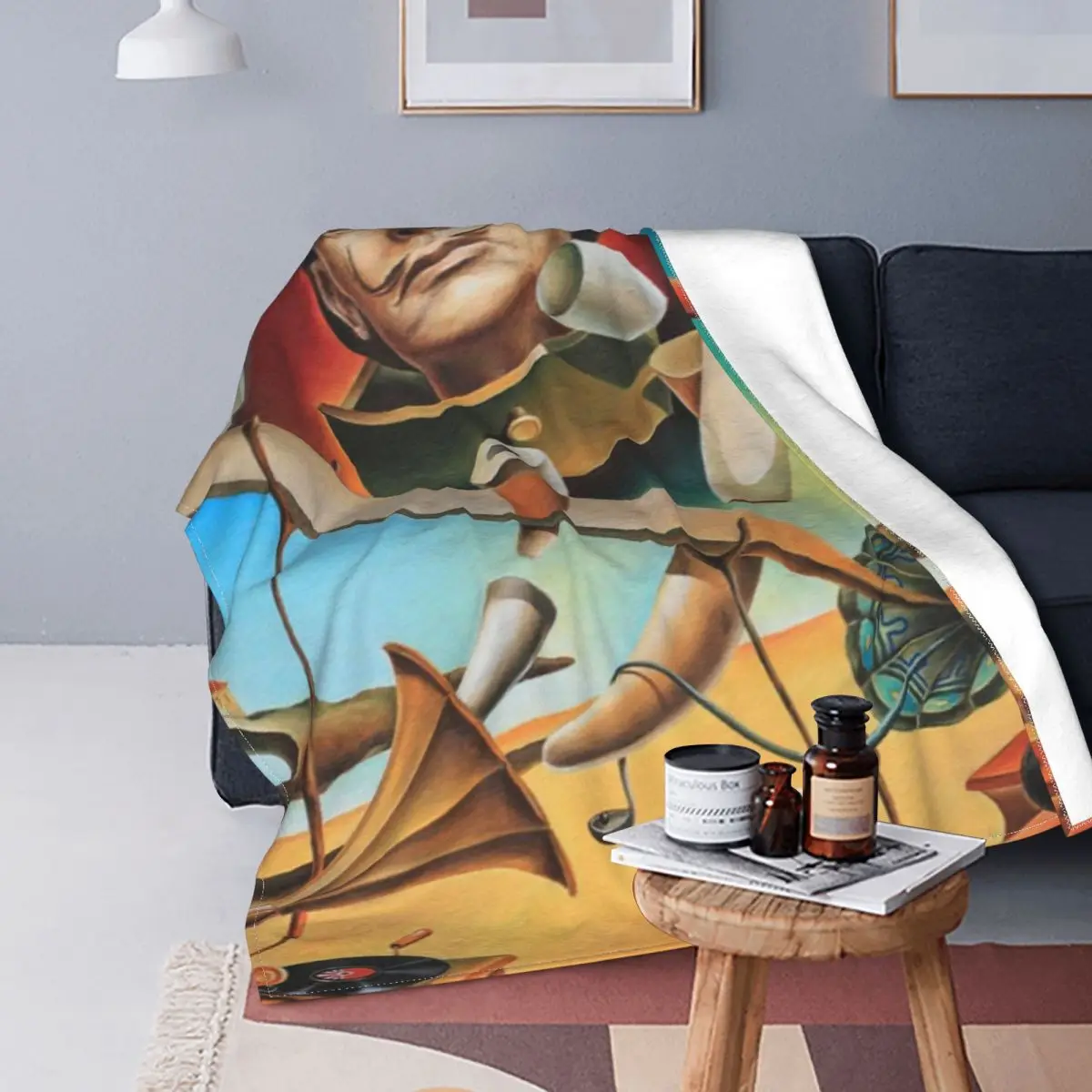 

Salvador Dali Spain Surrealism Artist Blanket Soft Flannel Fleece Retro Portrait Throw Blankets for Car Bedroom Sofa Bedspreads