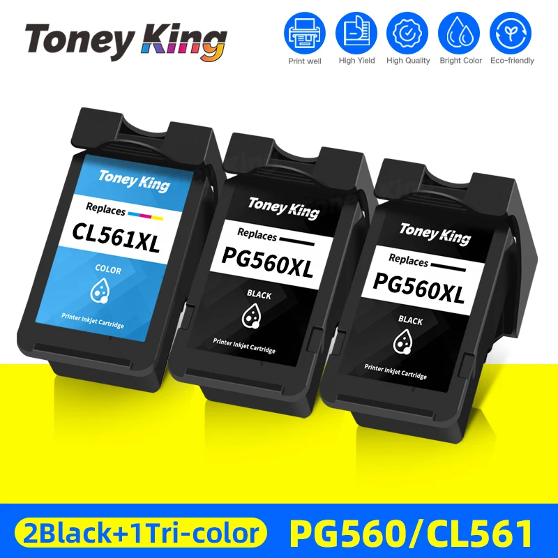 

TONEY KING 560XL 561XL PG560 CL561 For Canon PG-560 CL-561 XL Ink Cartridges For Canon Pixma TS5350 TS7450 TS5351 TS5352 TS5353