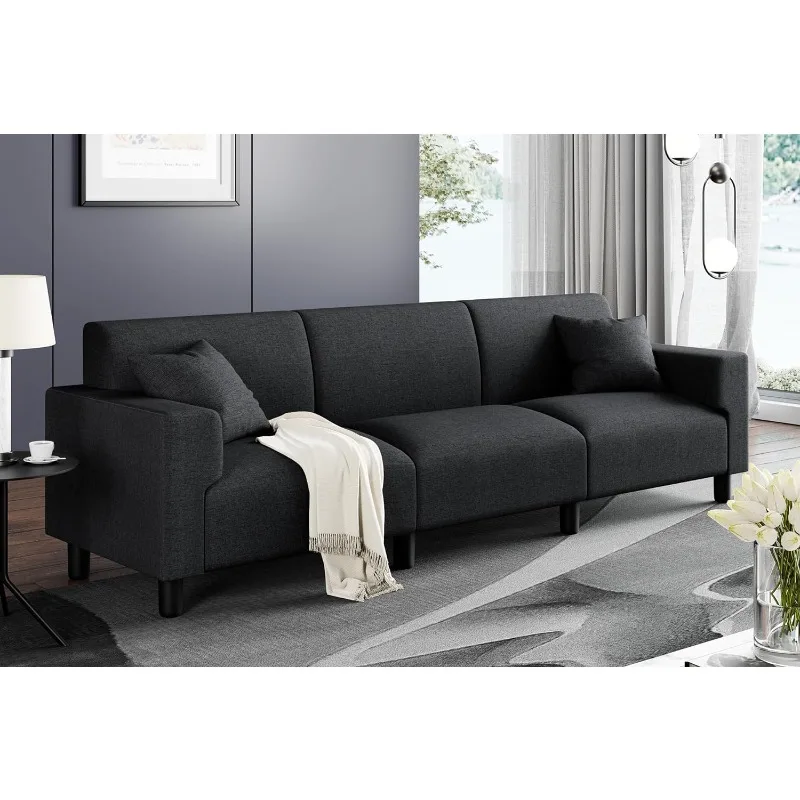 Sofa Couch, Modern Upholstered 3-Seater Sofa with Deep Cushion, Comfy Sleeper Sofa Couch with Two Pillows for Living Room
Sofa Couch, Modern Upholstered 3-Seater Sofa with Deep Cushion, Comfy Sleeper Sofa Couch with Two Pillows for Living Room