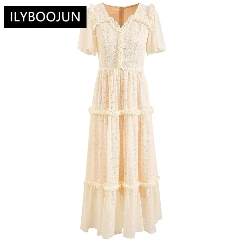 Spring Summer Long Dress Women V-Neck Butterfly Sleeve Hollow Out Ruffle Elegant Party Dresses For Women 2023 Luxury Brand High
Spring Summer Long Dress Women V-Neck Butterfly Sleeve Hollow Out Ruffle Elegant Party Dresses For Women 2023 Luxury Brand High