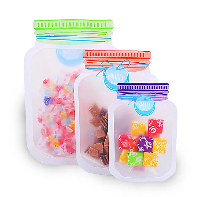 

100PCS Stand Up Plastic Mason Jar Snack Packaging Bag Resealable Wedding Sugar Cereals Beans Beaf Nuts Coffee Xmas Gifts Pouches