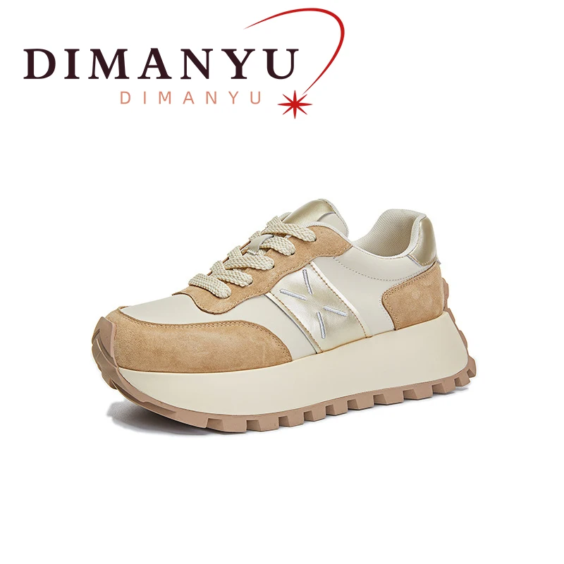 

DIMANYU Board Shoes Women's Genuine Leather 2024 Spring New Platform Female Shoes Fashion Lace-up Cortez Shoes Ladies