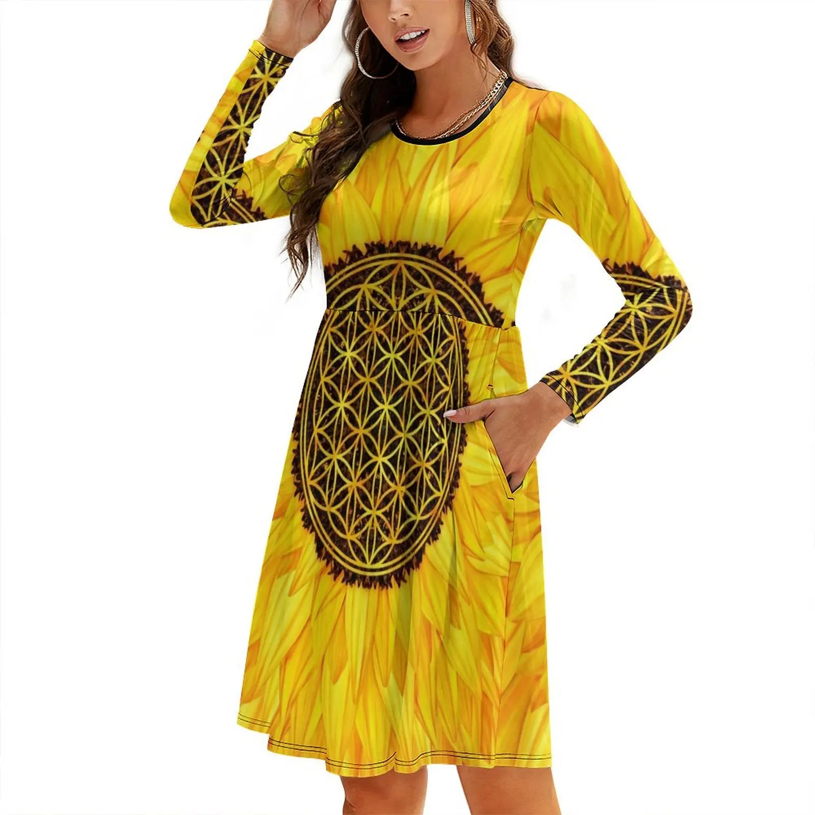 Flower of Life -Sunflower #1 Round Neck Baggy Dress summer dress daily prom clothes
Flower of Life -Sunflower #1 Round Neck Baggy Dress summer dress daily prom clothes