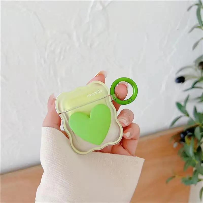

3D Cute Heart Bluetooth Earphone Case For Apple Airpods 1 2 Pro Cover Headphones Cases For Airpods 3 Charging Box With Keyring