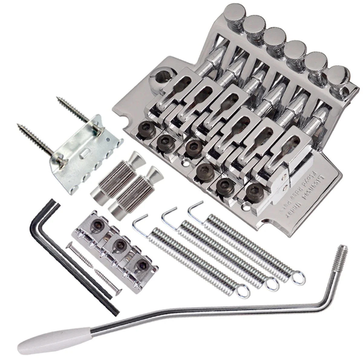Chrome Electric Guitar Tremolo Bridge Double Locking Systyem/78MM Between the 2 Studs Centers/Strings Through Saddle
Chrome Electric Guitar Tremolo Bridge Double Locking Systyem/78MM Between the 2 Studs Centers/Strings Through Saddle
