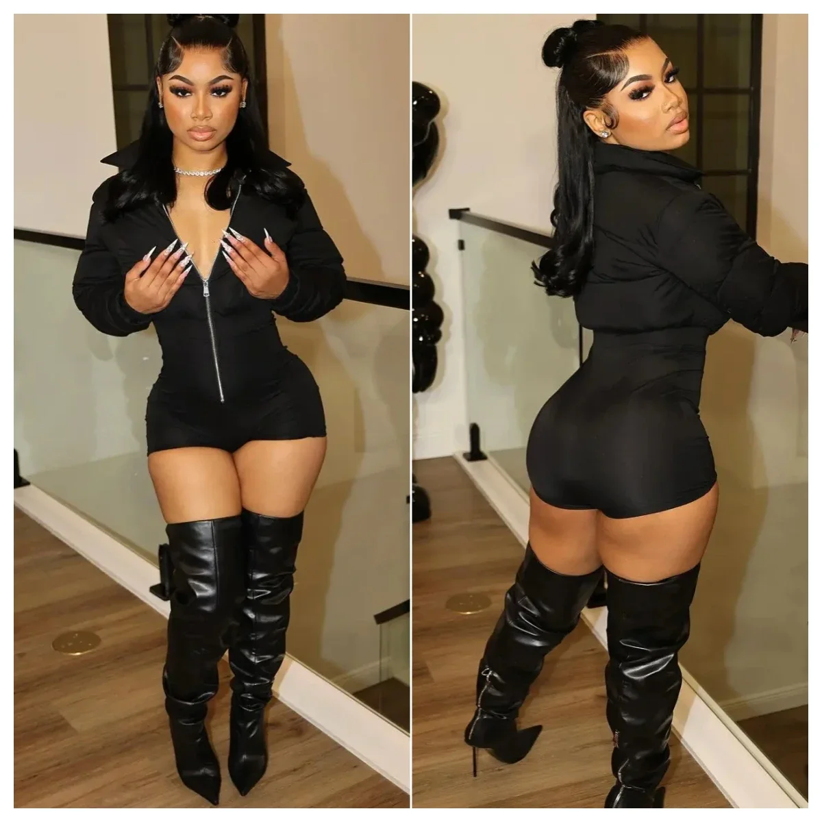 Fashion Women Long Sleeve Zipper Fly Turn-down Collar Parkas Patchwork Jumpsuit 2023 INS Playsuit One Piece Suit Romper
Fashion Women Long Sleeve Zipper Fly Turn-down Collar Parkas Patchwork Jumpsuit 2023 INS Playsuit One Piece Suit Romper