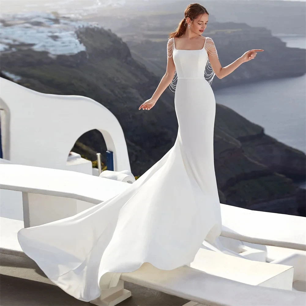 Luxury Wedding Dresses Square Collar Spaghetti Straps BOHO Mermaid Backless Lace Bridal Gowns Sexy Satin Vestido De Novia W10358
Luxury Wedding Dresses Square Collar Spaghetti Straps BOHO Mermaid Backless Lace Bridal Gowns Sexy Satin Vestido De Novia W10358