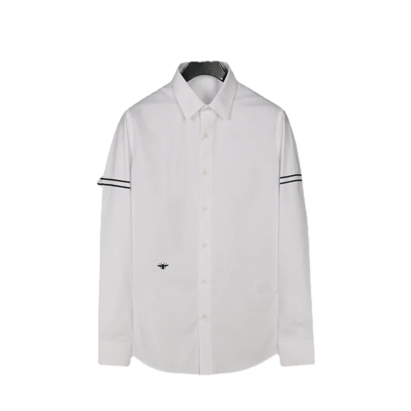 Autumn and winter new men's long-sleeved shirt fashion slim sleeve contrast color knit belt small bee embroidery shirt men
Autumn and winter new men's long-sleeved shirt fashion slim sleeve contrast color knit belt small bee embroidery shirt men