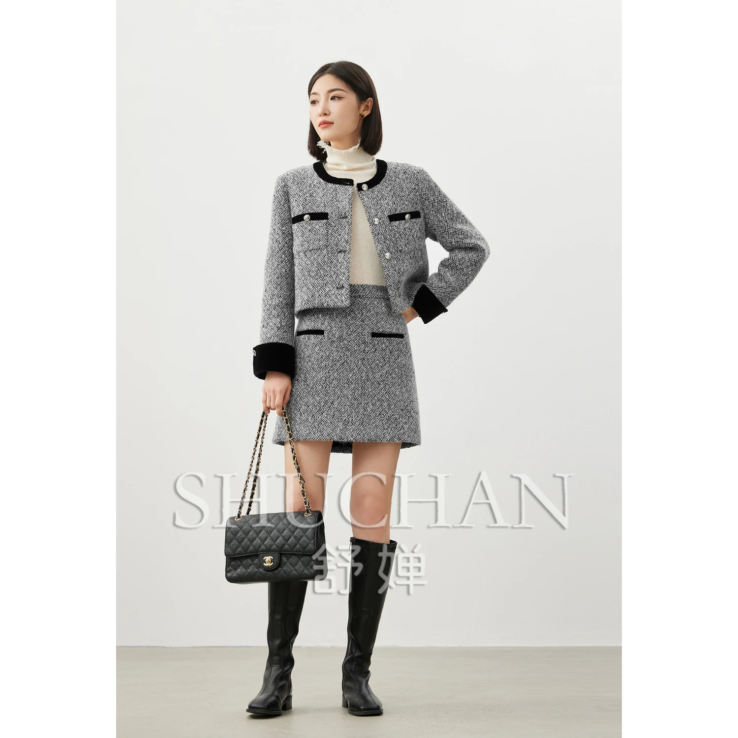 SHUCHAN New Ladies Two Piece Set Outfits COTTON Wool Polyester Crop Top+mini Skirt Women Winter 2023
SHUCHAN New Ladies Two Piece Set Outfits COTTON Wool Polyester Crop Top+mini Skirt Women Winter 2023