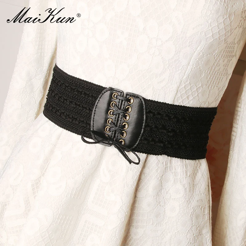 

Maikun Fashion Wide Belt Women's Versatile Elastic Skirt Embellished With Belt