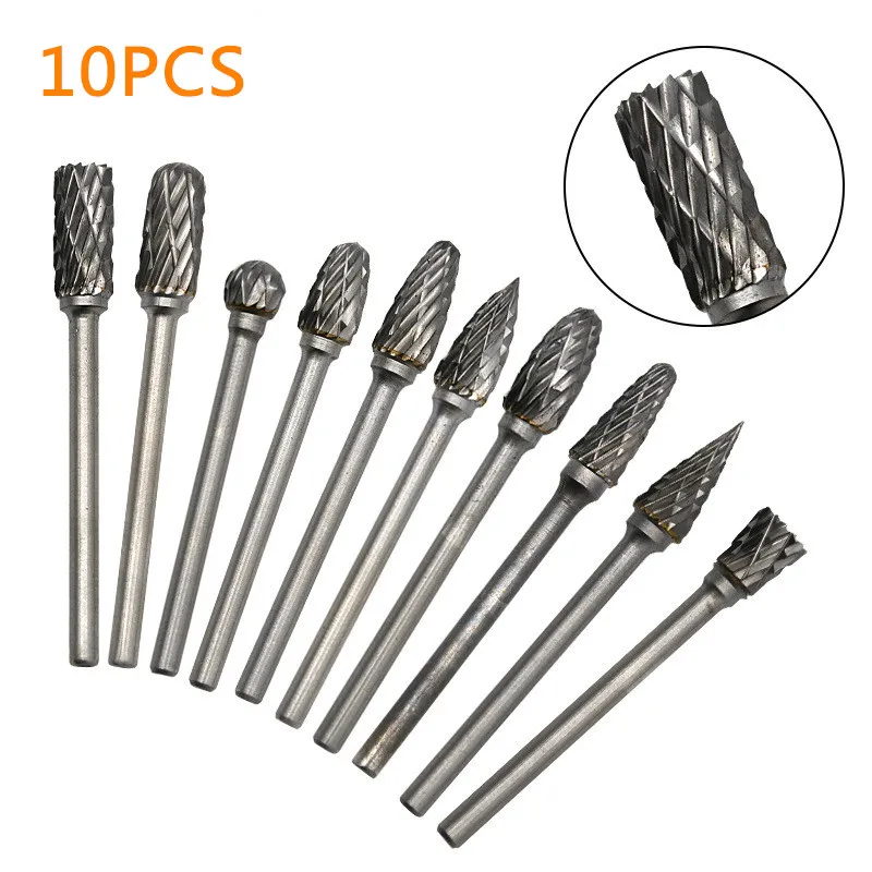 Rotary Carbide Burr Set 1/8" Shank 1/4" Head Length Tungsten Steel for Woodworking Drilling Metal Carving Engraving Polishing
Rotary Carbide Burr Set 1/8" Shank 1/4" Head Length Tungsten Steel for Woodworking Drilling Metal Carving Engraving Polishing