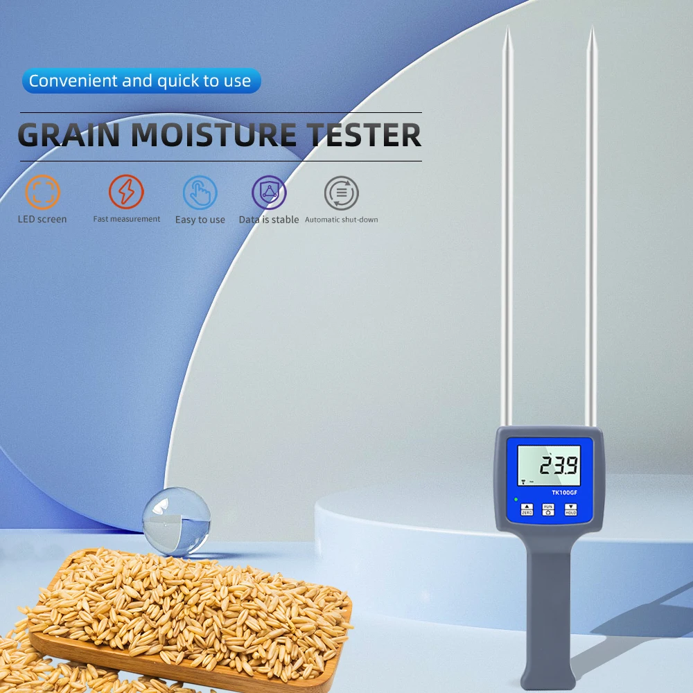 TK100GF Grain Moisture Meter Digital Starch Humidity Tester Double Needle High Sensitivity Probe Wheat Corn Peanut Hygrometer
TK100GF Grain Moisture Meter Digital Starch Humidity Tester Double Needle High Sensitivity Probe Wheat Corn Peanut Hygrometer