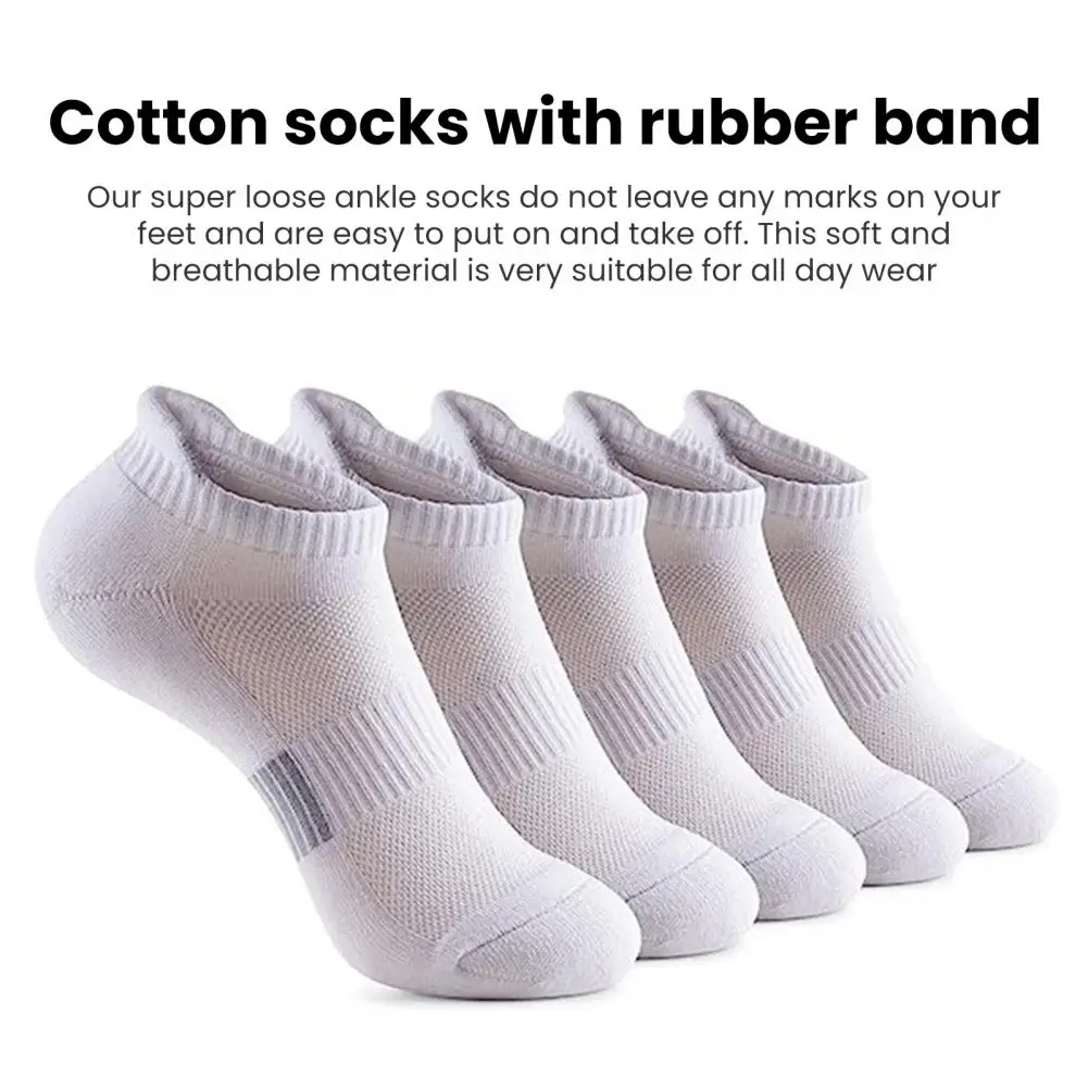 

5 Pairs Ankle Socks Wear Resistant Elastic Breathable Moisture-wicking Washable Non-Fading Running Athletic Socks