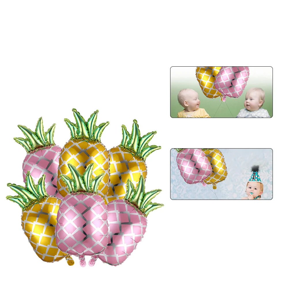 

6 Pcs Pineapple Foil Balloons Party Supplies and Decorations Hawaiian Aluminum Ornament for
