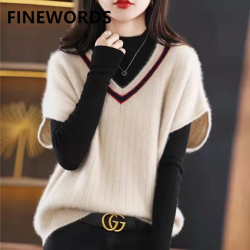 FINEWORDS Winter Vintage Casual V Neck Knitted Vest Women Easymatch Korean Sweater Vest Loose Solid Harajuku Sleeveless Vest
FINEWORDS Winter Vintage Casual V Neck Knitted Vest Women Easymatch Korean Sweater Vest Loose Solid Harajuku Sleeveless Vest