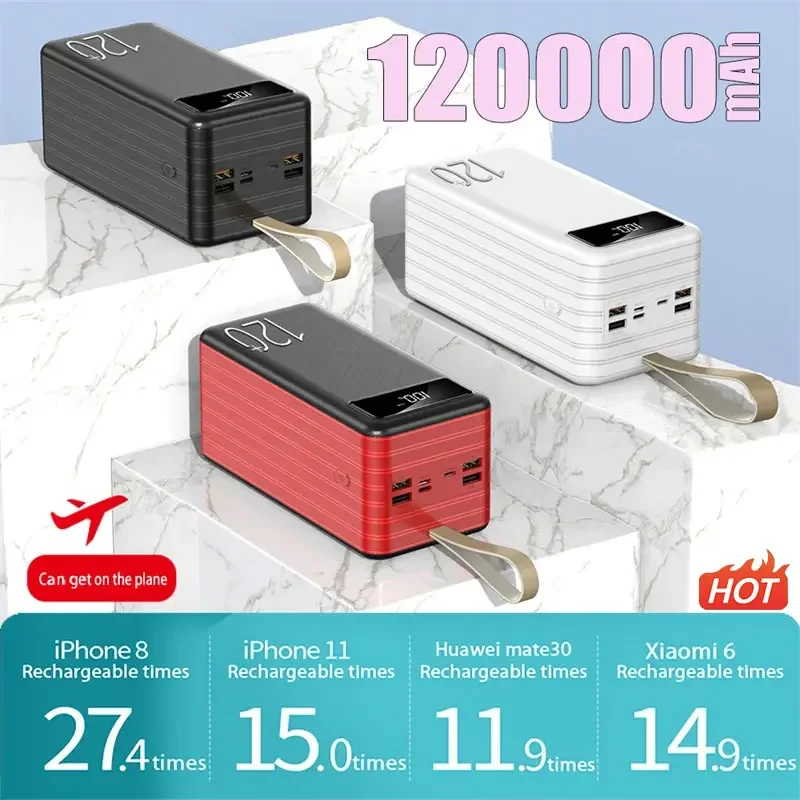 Power Bank 120W 120000mAh High Capacity Super Fast Charging Portable Charger External Battery Pack Powerbank for IPhone Huawei
Power Bank 120W 120000mAh High Capacity Super Fast Charging Portable Charger External Battery Pack Powerbank for IPhone Huawei