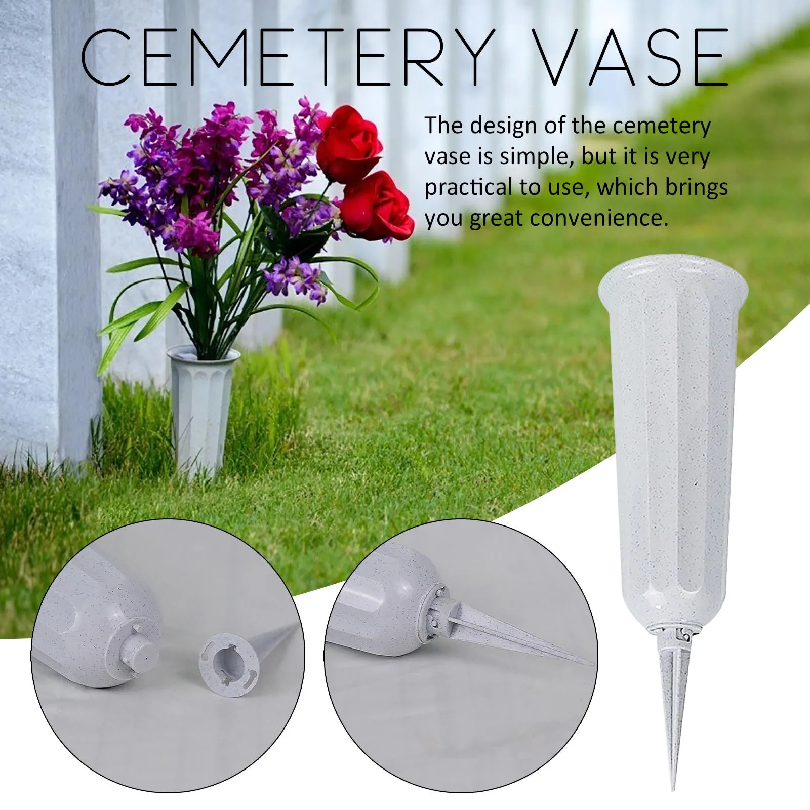 Cemetery Vase With Spikes Plastic Floral Vase Holder For Gravestone Grave Yard Ground Outdoor Flower Marker Decorations
Cemetery Vase With Spikes Plastic Floral Vase Holder For Gravestone Grave Yard Ground Outdoor Flower Marker Decorations