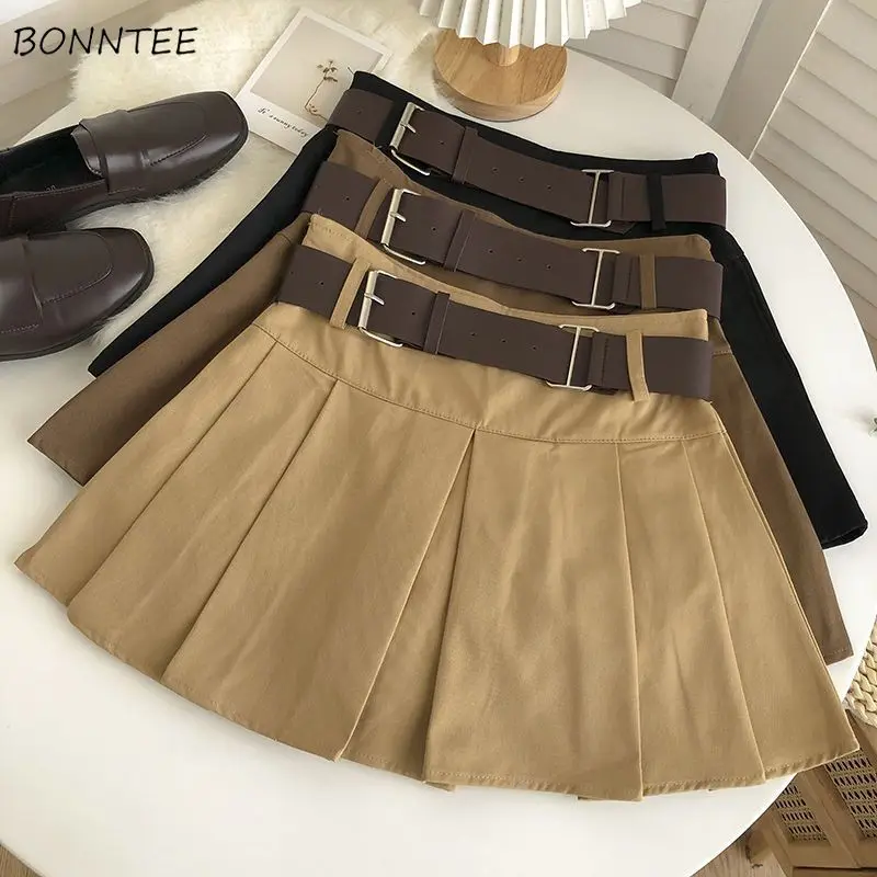 Vintage Pleated Mini Skirts Women with Belt Chic Summer Autumn Literary Preppy Style Gentle Elegant Girlish Solid Popular Faldas
Vintage Pleated Mini Skirts Women with Belt Chic Summer Autumn Literary Preppy Style Gentle Elegant Girlish Solid Popular Faldas