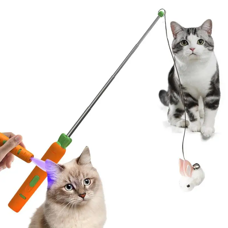 

Cat Wands Cat Fishing Toy Retractable Kitten Wand Stick Interactive Cat Teaser With Bunny And Bell For Pet Cats Kittens Exercise