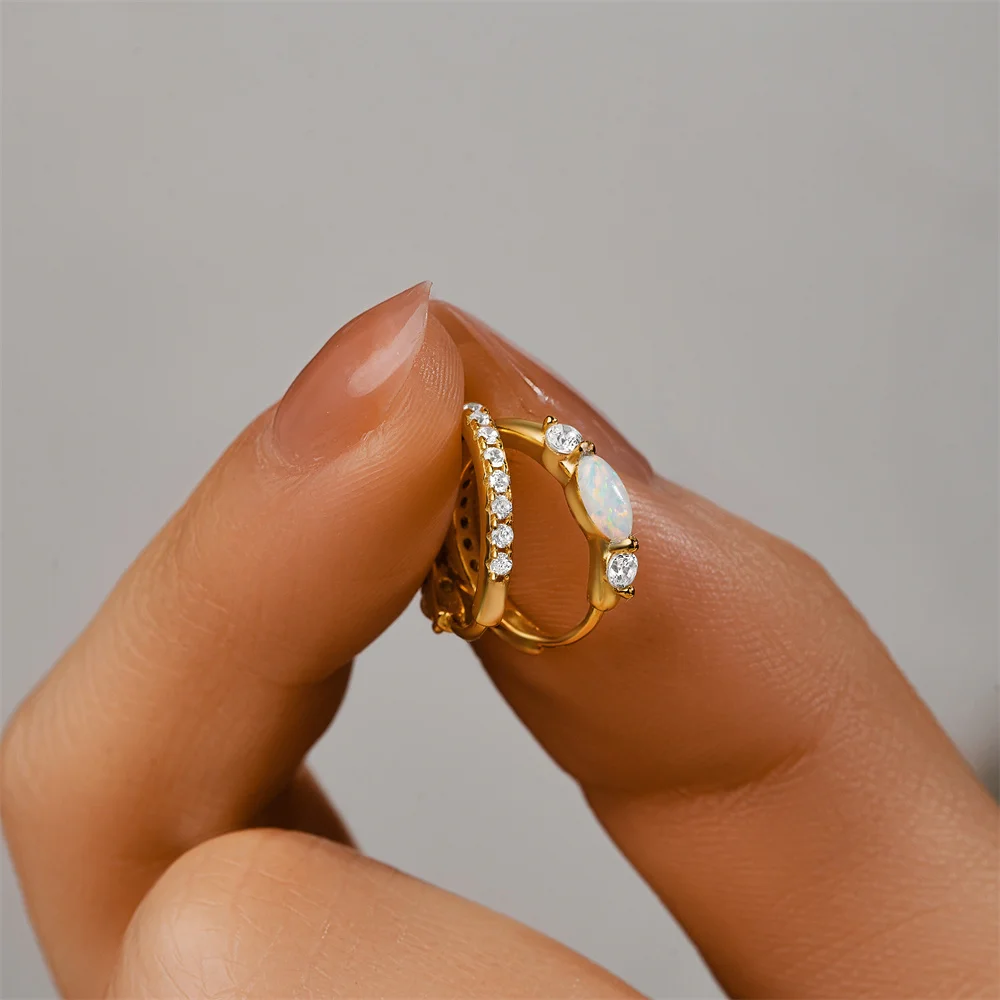 

ROXI 925 Sterling Silver White Zircon Opal Earrings For Women Girl Wedding Engagement Jewelry Delicate Ear Buckle jewelry