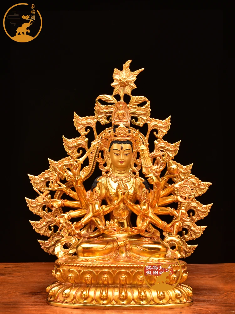 Carved Zhun Ti Buddha Mother Buddha statue full copper gilt craft Tibetan Tantric household offering ornaments 21 cm
Carved Zhun Ti Buddha Mother Buddha statue full copper gilt craft Tibetan Tantric household offering ornaments 21 cm