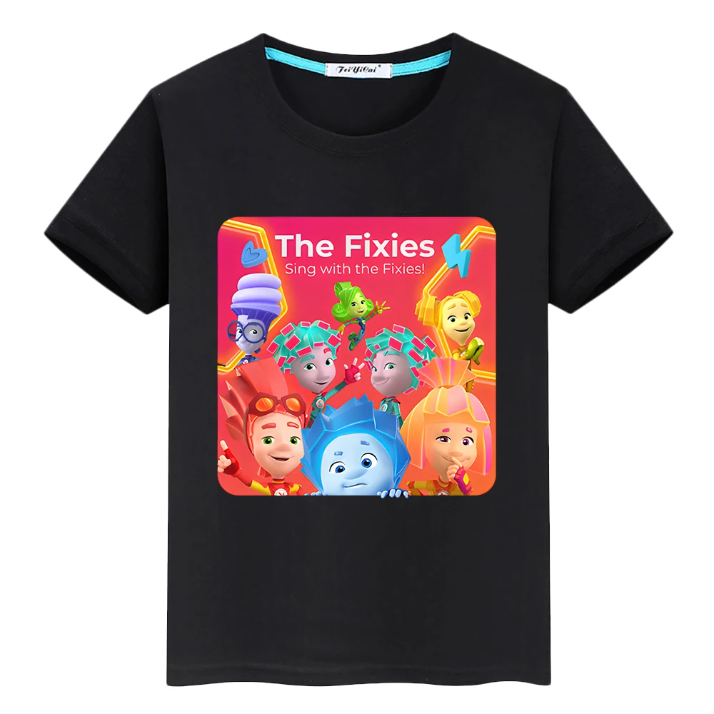 

The Fixies Russian anime 100%Cotton T-shirt boy girl clothes y2k one piece Casual Print Short Tops Summer Cute Tees kids clothes