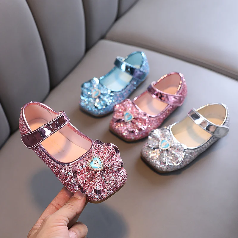 

Disney Frozen Elsa Princess Designer Crystal Casual Flat Shoes for Kids Girls Bling Baby Shoes Child Flats Sneakers Square Toe