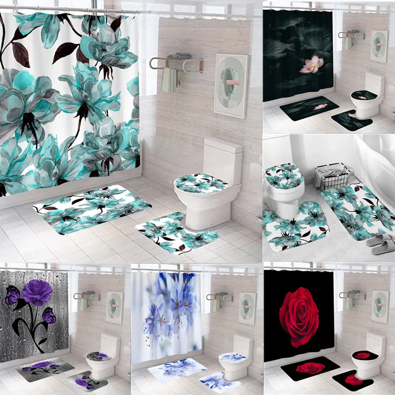 Flower Series Digital Printing Home Decor Bathroom Toilet Cover Sets Waterproof Shower Curtain Mats Carpet Rugs Suits
Flower Series Digital Printing Home Decor Bathroom Toilet Cover Sets Waterproof Shower Curtain Mats Carpet Rugs Suits
