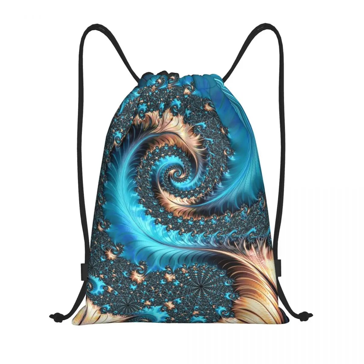 

Turquoise Geometric Patterns Art Drawstring Backpack Sports Gym Bag for Elegant Copper And Teal Fractal Eleven Shopping Sackpack