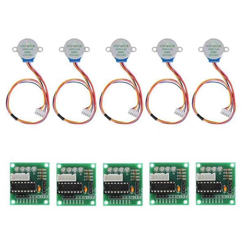 5PCS 5V Stepper Motor+ULN2003 5-Wire 4-Phase/Stepper Motor Driver Board Set Kit Stepper Motor Set Kit
5PCS 5V Stepper Motor+ULN2003 5-Wire 4-Phase/Stepper Motor Driver Board Set Kit Stepper Motor Set Kit