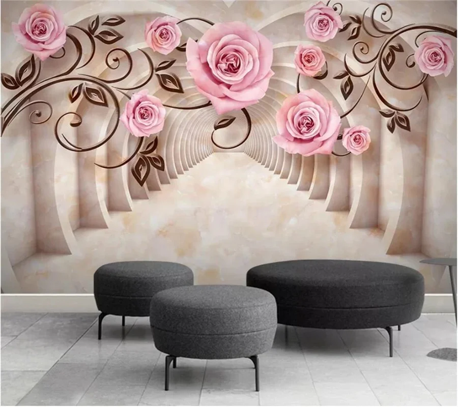 

Custom wallpaper 3d Photo murals Papel de parede marble solid modern stone TV background living room Extended Space Flower mural