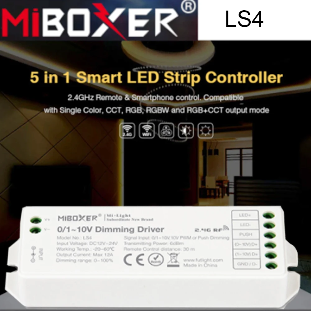 MiBoxer LS4 0-10 в 1-10 в 10 в PWM диммирующий драйвер, кнопка регулирования яркости, фотоконтроллер, 2,4G, беспроводное управление через приложение для смартфона
MiBoxer LS4 0-10 в 1-10 в 10 в PWM диммирующий драйвер, кнопка регулирования яркости, фотоконтроллер, 2,4G, беспроводное управление через приложение для смартфона